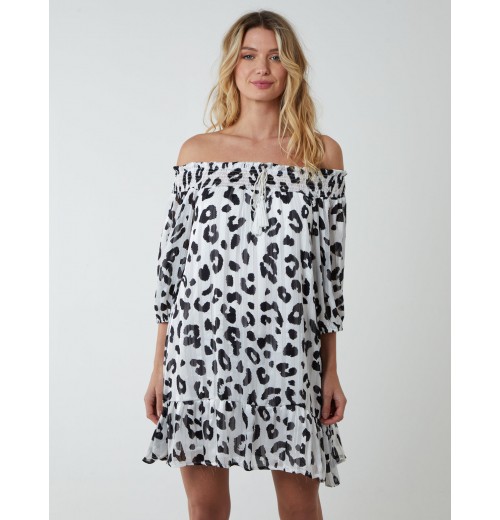 Sheared Neck Bardot Dress Sheared Neck Bardot Dress
