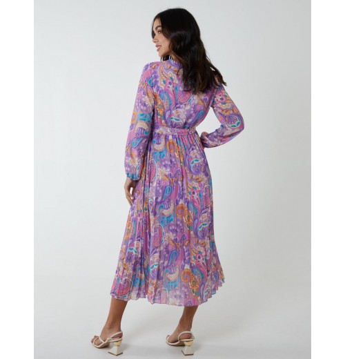 Paisley Wrap Pleated Dress Paisley Wrap Pleated Dress