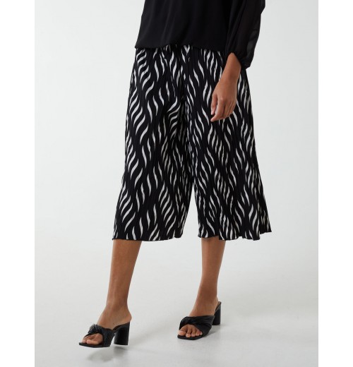 Pleated Abstract Wide Leg Trousers Pleated Abstract Wide Leg Trousers
