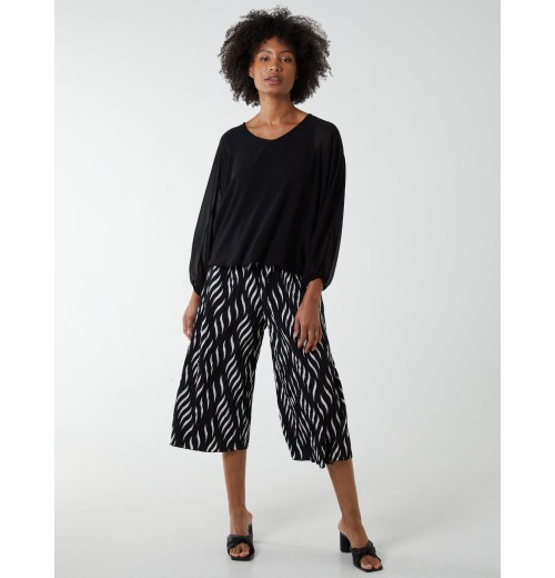 Pleated Abstract Wide Leg Trousers Pleated Abstract Wide Leg Trousers